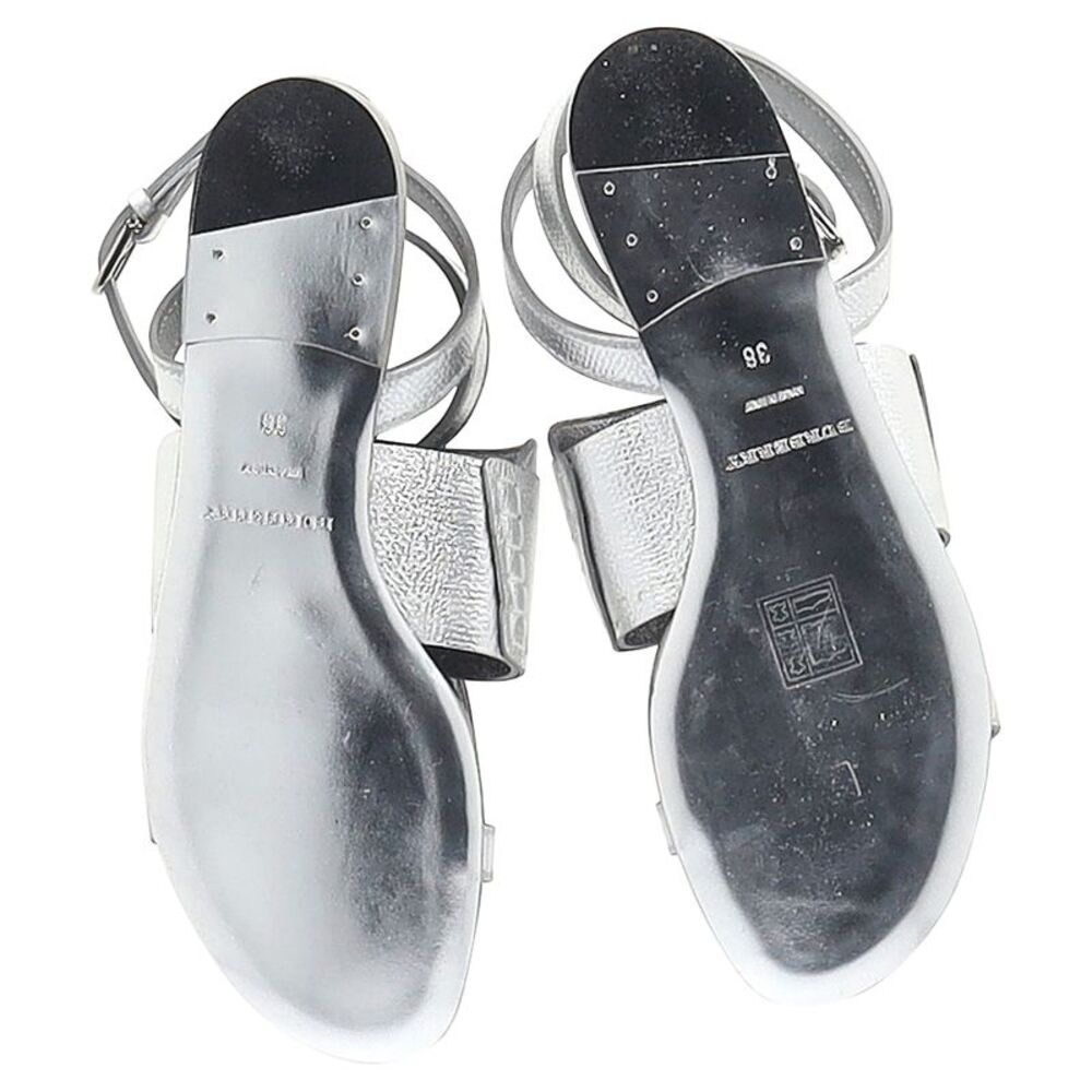 Burberry Bethany Tassel Detail Flat Sandals in Metallic Silver Leather - Picture 6 of 6
